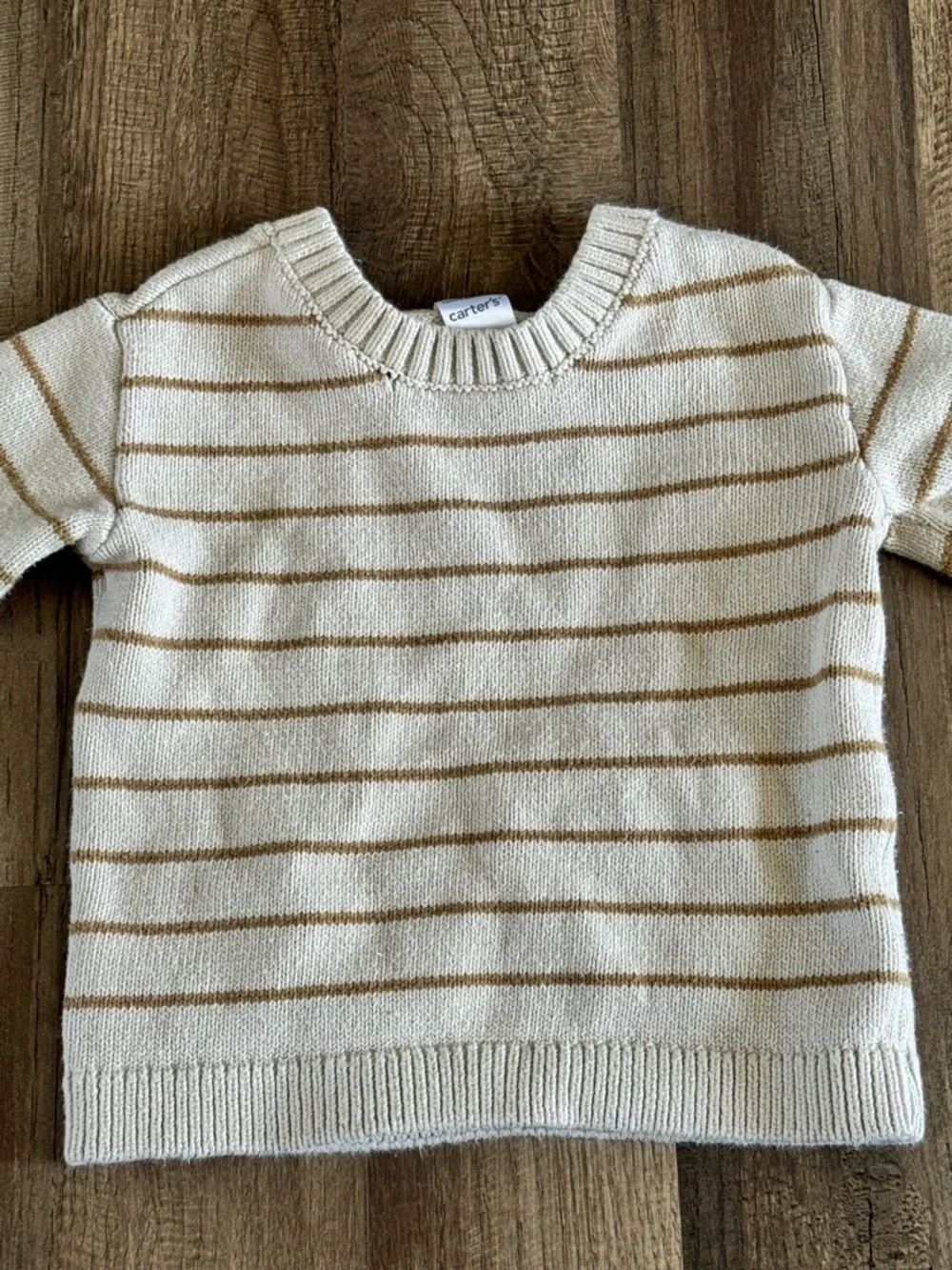 Carter’s Cream & Tan Striped Knit Sweater for Kids